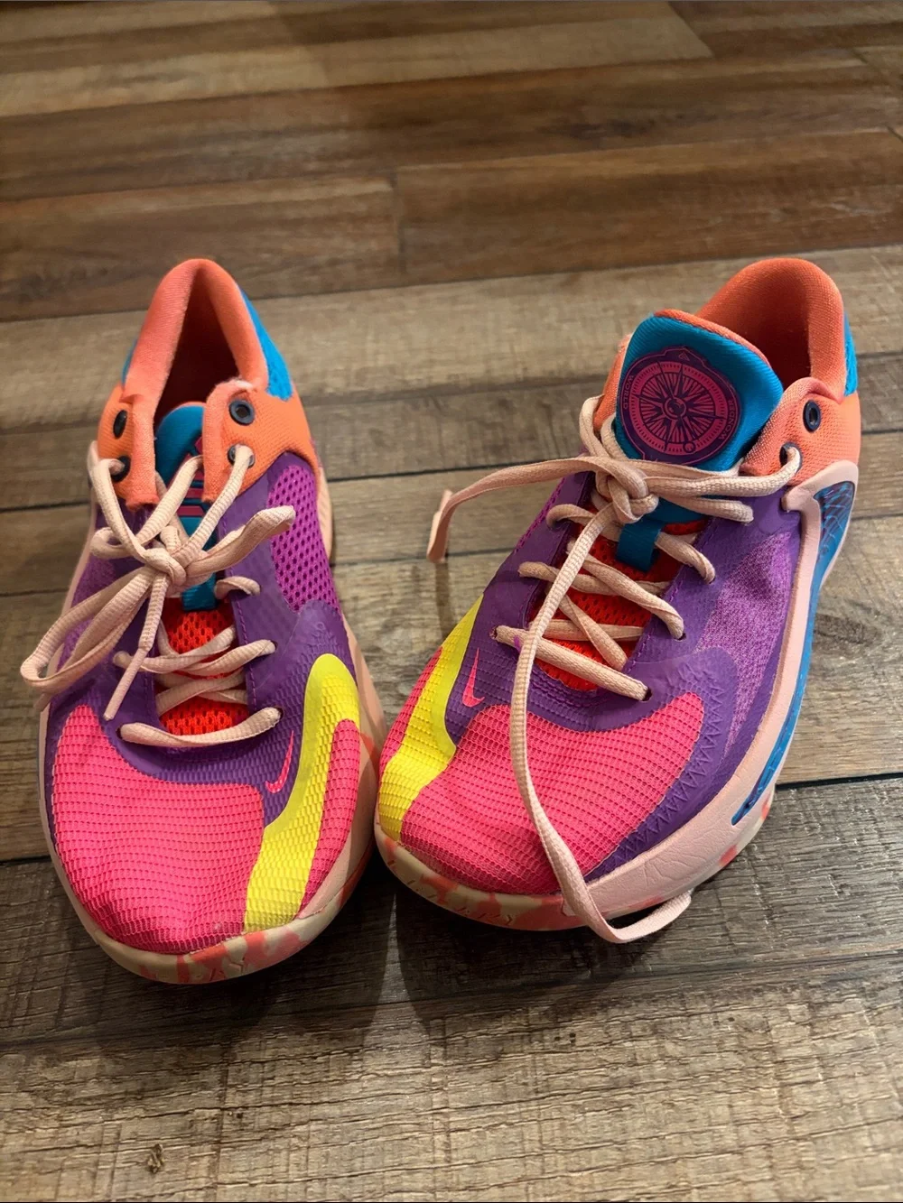 Giannis Freak Basketball Shoes in Pink, Purple & Yellow